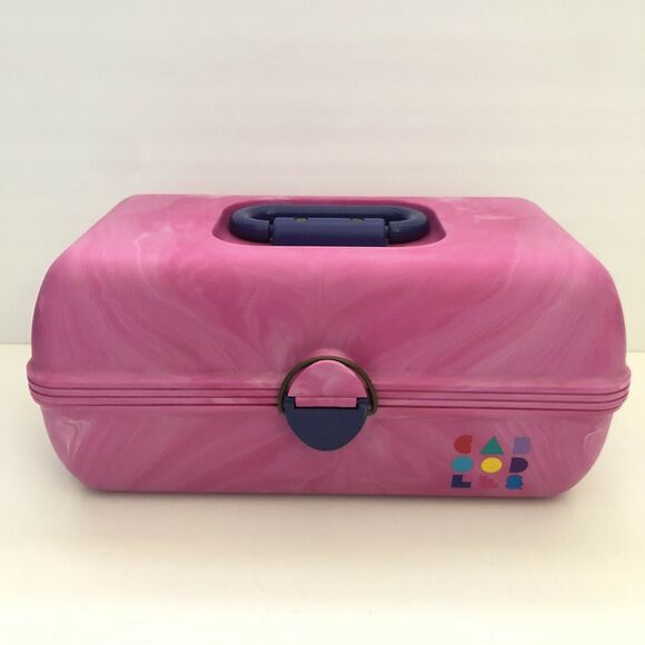 Vintage Caboodles Pink Marble Purple Storage Makeup Cosmetic Train Case 2620 - Picture 1 of 12
